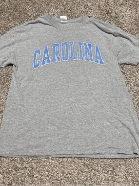 Gray 'CAROLINA' Crewneck Tee with Blue Logo